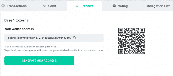 receive ada to a yoroi wallet
